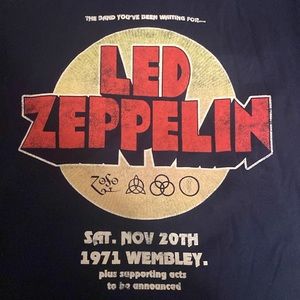 Navy Blue Led Zeppelin Tour Vintage Mens S T-Shirt  (NEW!)